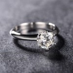 AINUOSHI 2 Ct CZ Solitaire Engagement Ring Sterling Silver Cubic Zirconia White Gold Plated Anniversary Rings Size 4-10 |