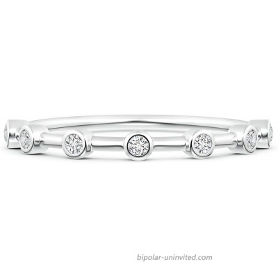 April Birthstone-Bezel Set Lab Created Diamond Half Eternity Womens Band in 14k Solid Gold Sterling Silver 0.1 ctw H Color SI2 Clarity