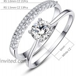 AVECON 1.2ct Round Cut White CZ 925 Sterling Silver Crown Wedding Band Engagement Ring Bridal Set