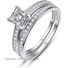 AVECON Engagement Wedding Ring Sets for Women 925 Sterling Silver 1.35ct Princess Cut White Cubic Zirconia Bridal Ring Sets Size 5-10