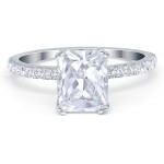 Blue Apple Co. Art Deco Radiant Cut Wedding Engagement Ring Round Simulated Cubic Zirconia Accent 925 Sterling Silver |