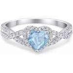 Blue Apple Co. Heart Promise Ring Infinity Shank Round Simulated Cubic Zirconia 925 Sterling Silver