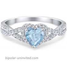 Blue Apple Co. Heart Promise Ring Infinity Shank Round Simulated Cubic Zirconia 925 Sterling Silver