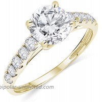 Buy Jewels 14k Authentic Gold Engagement Ring Round Solitaire AAA+ Cubic Zirconia |