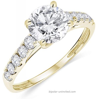 Buy Jewels 14k Authentic Gold Engagement Ring Round Solitaire AAA+ Cubic Zirconia |