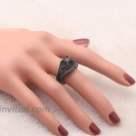Danielle Bridal Set Black Purple Pink or Blue Cubic Zirconia Black Plated Wedding Band Engagement Ring for Women by Ginger Lyne Gothic Birthstone Fashion Jewelry