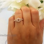 Dazzlingrock Collection 10K Round Morganite Champagne & White Diamond Ladies 3 Stone Swirl Halo Bridal Engagement Ring Rose Gold |