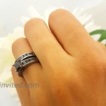 Dazzlingrock Collection 2.35 Carat ctw Black Rhodium Plated Princess Black Diamond Bridal Engagement Ring Set Sterling Silver