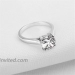 DYUNQ 2 Carat Round Brilliant Cubic Zirconia Solitaire Engagement Wedding Ring for Women 925 Sterling Silver Size 5 to 8 |