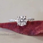 Engagement Ring 2 CT Center Moissanite Engagement Rings for Women Platinum Plated Silver |