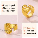 FindChic Initial Ring Gold Letter Ring Alphabet S Statement Adjustable Open Rings for Women Stackable Knuckle Ring 18K Gold Plated Resizable Fashion Wedding Band Rings Jewelry Gift