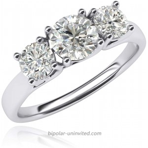 Fine 10k White Gold Three Stone Trellis Simulated Diamond Ring Promise Engagement ring 2.0ctw for Women |