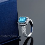 Gem Stone King 925 Sterling Silver Swiss Blue Topaz Women's Engagement Ring 2.78 Center Stone 9X7MM Emerald Cut Available 5 6 7 8 9 |