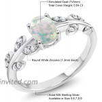 Gem Stone King 925 Sterling Silver White Simulated Opal Greek Olive Vine Branch Engagement Ring 0.84 Cttw Oval Cabochon Cut Available 5 6 7 8 9 |