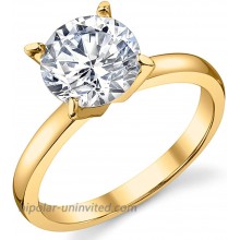Gold Tone Over Sterling Silver 925 2 Carat Round Brilliant Cubic Zirconia CZ Wedding Engagement Ring |