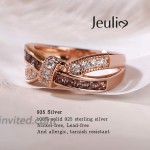 Jeulia Crossover Sterling Silver Women's Band Fashion Anniversary Promise Engagement Ring for Women with Gift Jewelry Box