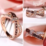 Jeulia Crossover Sterling Silver Women's Band Fashion Anniversary Promise Engagement Ring for Women with Gift Jewelry Box
