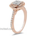 Jewelili Enchanted Disney Fine Jewelry 10k Rose Gold 1 2cttw Belle Rose Bridal Ring.