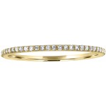 JewelMore 1 10 cttw 14k Gold Dainty Half Band Natural Diamond Wedding Anniversary Ring G-H Color
