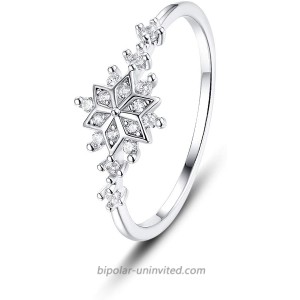 MadeOne 18K white gold plating excellent cut Cubic Zirconia CZ stone flower Snowflake rings diamond wedding engagement adjustable rings Christmas Jewelry Gifts for women with Box Packing