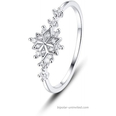 MadeOne 18K white gold plating excellent cut Cubic Zirconia CZ stone flower Snowflake rings diamond wedding engagement adjustable rings Christmas Jewelry Gifts for women with Box Packing