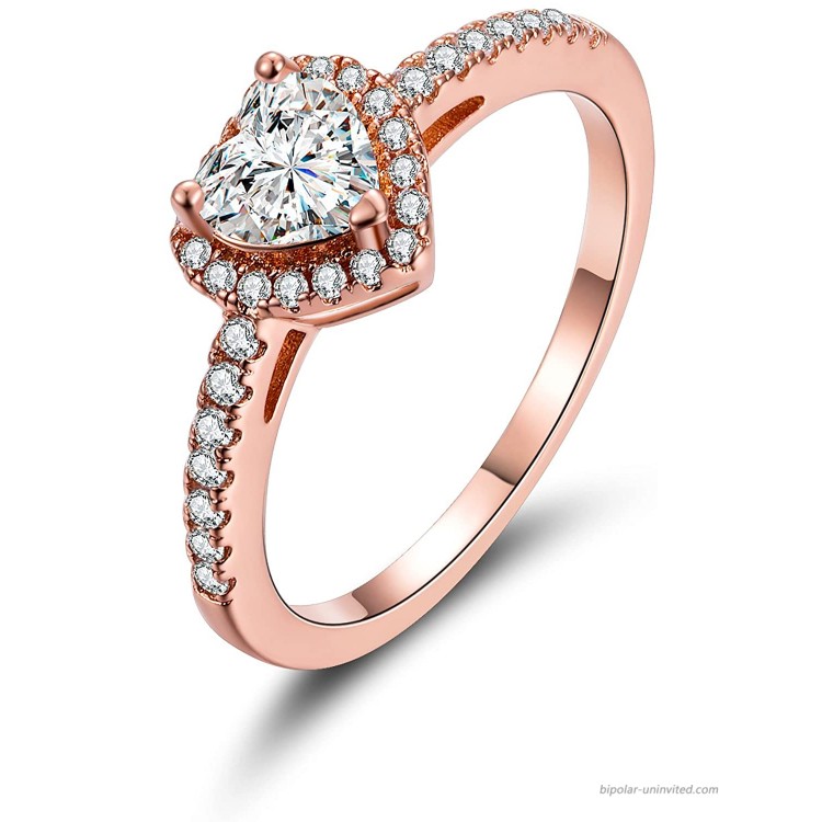 MDFUN Luxurious Rose Gold Plated Cubic Zirconia Infinity Love Solitaire Promise Eternity Ring