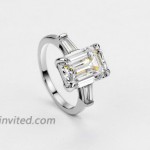 Michooyel S925 4ct Emerald Cut Diamond G VVS Engagement Wedding Ring Bands Sterling Silver Cubic Zirconia Fine Jewelry for Women |