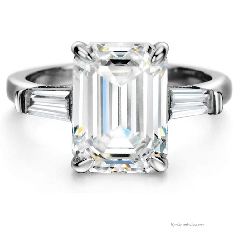Michooyel S925 4ct Emerald Cut Diamond G VVS Engagement Wedding Ring Bands Sterling Silver Cubic Zirconia Fine Jewelry for Women |