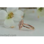 Moon Ring Rose Gold CZ Diamond 1.5ct Total Weight 0.75ct Center Stone Vintage .925 Sterling Silver |
