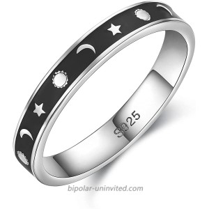 Moon Star Sun Ring S925 Sterling Silver Stacking Engagement Wedding Rings Finger Band Minimalist Jewelry Gifts for Women