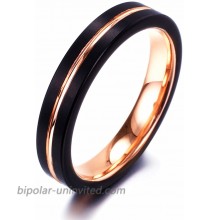 NaNa Chic Jewelry 4mm Black Rose Gold Plated Tungsten Carbide Ring for Women