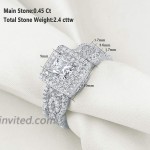 Newshe Wedding Engagement Ring Set for Women 925 Sterling Silver 3pcs 2.4Ct Princess White Cz Sz 5-10