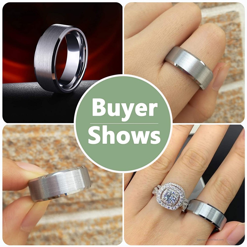Tungsten 8 MM Band and Solid 925 Sterling Silver CZ Engagement Wedding Ring Set
