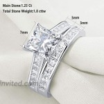 Newshe Wedding Rings for Women Engagement Ring Sets Princess 925 Sterling Silver Cz 1.8Ct Size 5-10