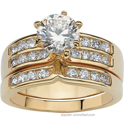 Palm Beach Jewelry Gold Tone Round Cubic Zirconia Bridal Ring Set