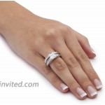 Platinum over Sterling Silver Princess Cut Cubic Zirconia 2 Piece Bridal Ring Set
