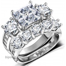 Princess Wedding Rings for Women - Brilliant Cubic Zirconia Big Engagement Bridal Sets Size 5-11