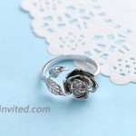 Rose Flower Ring for Women S925 Sterling Silver Adjustable Spoon Engagement Promise Rings 8