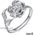 Rose Flower Ring for Women S925 Sterling Silver Adjustable Spoon Engagement Promise Rings 8