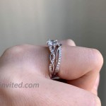 SHELOVES Infinity Engagement Wedding Ring Set White Round Cz for Women 925 Sterling Silver Size 5-12