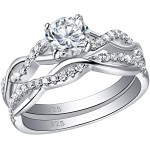 SHELOVES Infinity Engagement Wedding Ring Set White Round Cz for Women 925 Sterling Silver Size 5-12