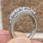 SHELOVES Sterling Silver Eternity Bands for Women Simulated Diamond Cubic Zirconia Wedding Rings