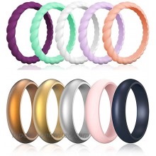 Silicone Wedding Ring for Women 10 Packs Thin and Stackable Braided Rubber Wedding Bands Silicone Rings for Women Her Couples Active Exercise Style