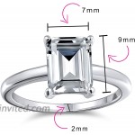 Simple 2.5CT Rectangle Brilliant Emerald Cut AAA CZ Solitaire Engagement Ring Thin Band 925 Sterling Silver For Women |