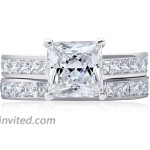 Solid 10K Yellow or White Gold Princess Cut Half Eternity Ring & Half Eternity Band Bridal Ring Set 3.0 CT.TW