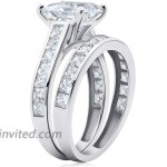 Solid 10K Yellow or White Gold Princess Cut Half Eternity Ring & Half Eternity Band Bridal Ring Set 3.0 CT.TW