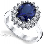 Solid Sterling Silver Kate Middleton's Engagement Ring with Simulated Sapphire Blue Color Cubic Zirconia |