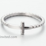 Stainless Steel Christian Sideways Cross Religious Ring Promise Statement Wedding Engagement