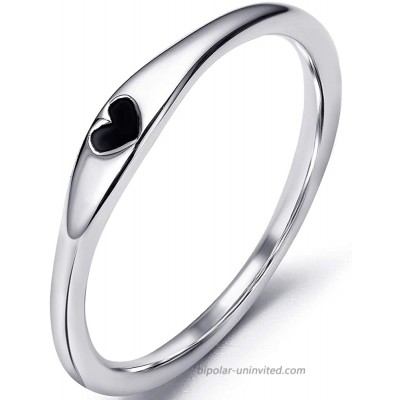 Stainless Steel Heart Shape Classical Wedding Band Stackable Ring