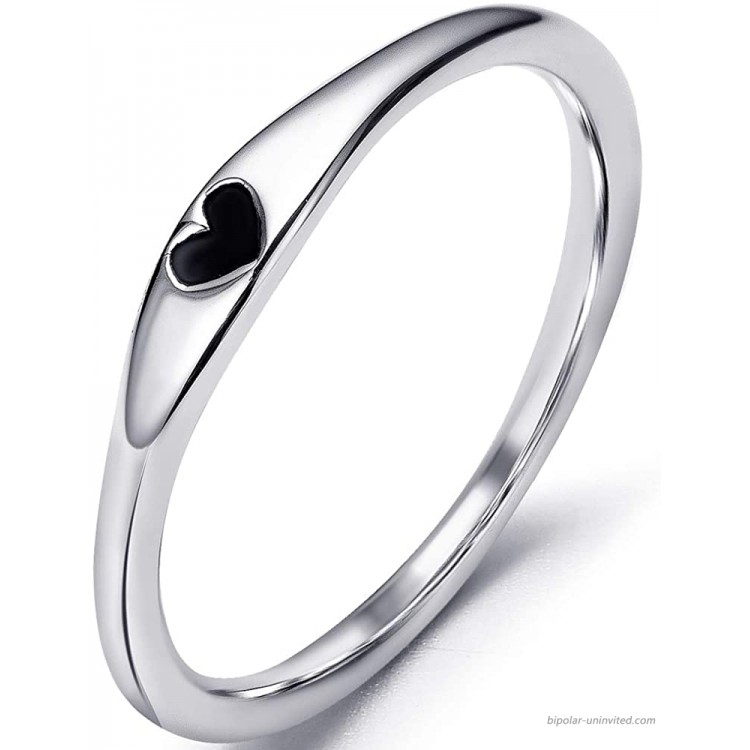 Stainless Steel Heart Shape Classical Wedding Band Stackable Ring